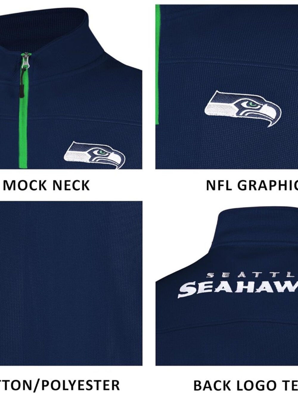Men's NFL Official Super Soft Quarter-Zip Sweatshirt with Zipper Pockets - Picture 5 of 6